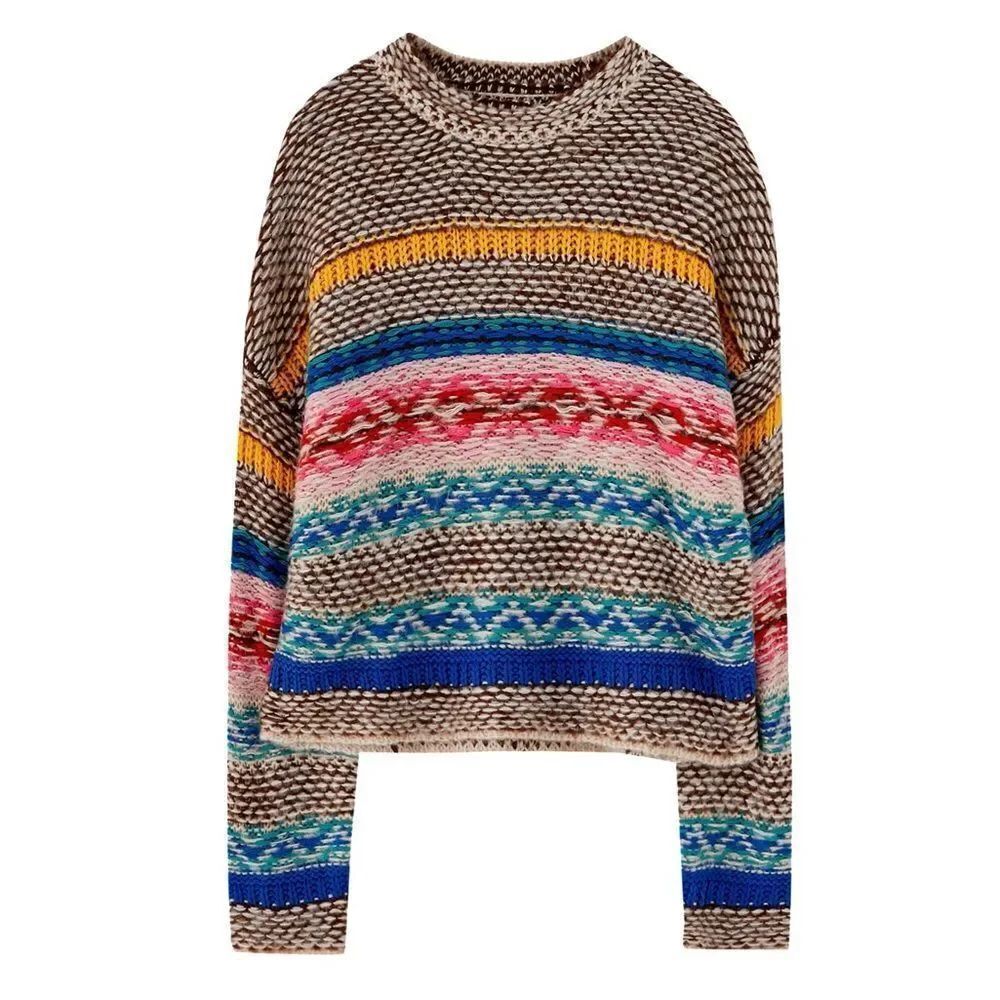 Pull&Bear Women's Chunky Stripe Crewneck Sweater